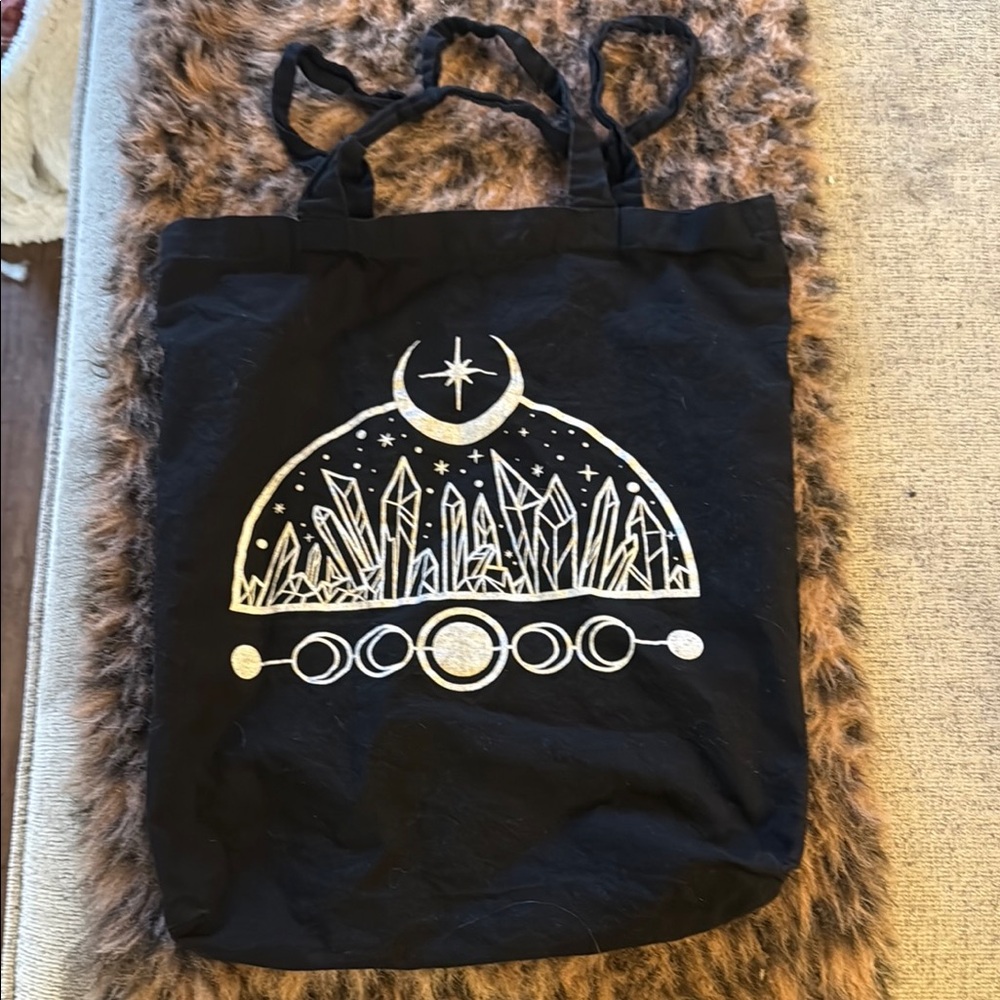 Black Tote Bag with Celestial Design